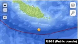 Peta gempa bumi yang menghantam Kepulauan Solomon, 12 April 2014. (peta USGS)