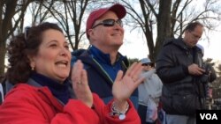 Alison from Delaware joined in the chant "Trump, Trump, Trump!" before the President elect and his family arrived at the Inaugural Welcome Concert. (C. Presutti/VOA)