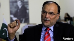 Ahsan Iqbal, Pakistan's interior minister, speaks with Reuters in Islamabad, Pakistan, June 12, 2017.