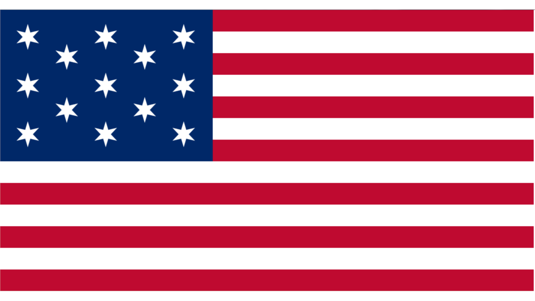 Francis Hopkinson's flag featuring 13 six-pointed stars arranged in rows.
