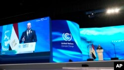 El presidente del Consejo de Europa, Charles Michel, habla ante la conferencia climática COP27 en Sharm el-Sheikh, Egipto, el 8 de noviembre de 2022.