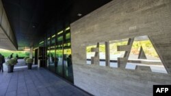 FILE - FIFA (International Football Federation Association) outside the organization's headquarters in Zurich.