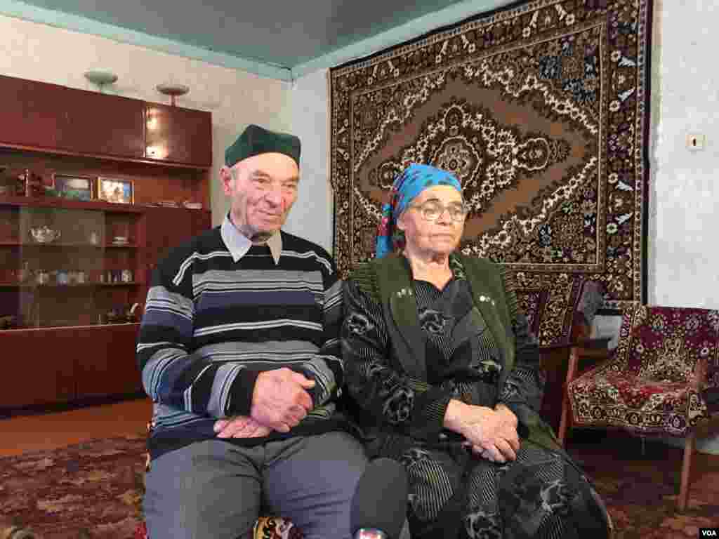 Azime Umerova (L) and Rustem Umerov were children when Stalin's security forces deported them from Crimea in 1944. To them, Mocow's annexation of the peninsula has been another chapter in a long history of Russian persecution of the Tatar people. (L. Ram