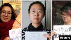 Tiga di antara lima orang aktivis perempuan yang ditahan pemerintah China menjelang hari Perempuan Internasional bulan Maret lalu, dari kiri: Wei Tingting (26), Wang Man (32), dan Zheng Churan (25). (Foto: dok/REUTERS).