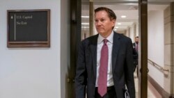 FILE - In this Oct. 4, 2019, file photo, Michael Atkinson, the inspector general of the intelligence community, arrives at the Capitol in Washington for closed-door questioning about a whistleblower complaint that triggered President Donald Trump's…