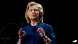 Former secretary of state Hillary Clinton speaks to a group of supporters and University of Miami students at UM in Coral Gables, Florida, Feb. 26, 2014 