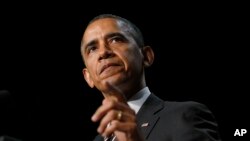 Prezidan Barack Obama ki tap pale nan okazyon 62èm Dejene Priyè Nasyonal la (National Prayer Breakfast) nan Washington, DC. (Foto: Jedi 6 fevriye 2014).