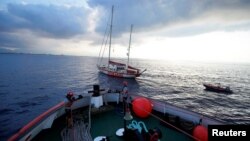 The NGO Proactiva Open Arms rescue boat Astral sails to Palma de Mallorca port, Spain, July 21, 2018.