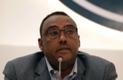 FILE - Deputy Prime Minister of Ethiopia Demeke Mekonnen gives a press briefing at the Prime Minister office in Addis Ababa, Ethiopia, Nov. 4, 2020.