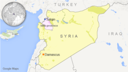 Map of Syria showing Salqin, in Idlib province