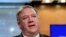 ARCHIVO - El Secretario de Estado de los Estados Unidos, Mike Pompeo, habla durante una sesión informativa conjunta sobre una orden ejecutiva del presidente de los Estados Unidos, Donald Trump, en la Corte Penal Internacional del Departamento de Estado.