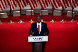 Sen. Tim Scott, R-S.C., speaks during the Republican National Convention from the Andrew W. Mellon Auditorium in Washington, Aug. 24, 2020.