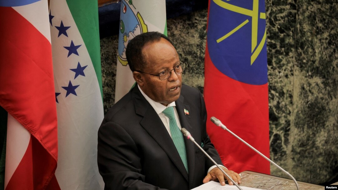 Newly appointed Ethiopia's President Taye Atske-Selassie Amde addresses the parliament after taking his oath at the Parliament Building in Addis Ababa, Oct. 7, 2024. 