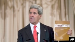 US Secretary of State John Kerry speaks during the release of the 2014 Trafficking in Persons Report.