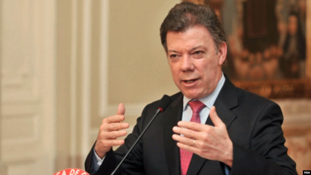 Presiden Kolombia Juan Manuel Santos (foto: dok). Tentara Pembebasan Nasional telah meningkatkan serangan terhadap pasukan keamanan sejak ia menjabat bulan lalu
