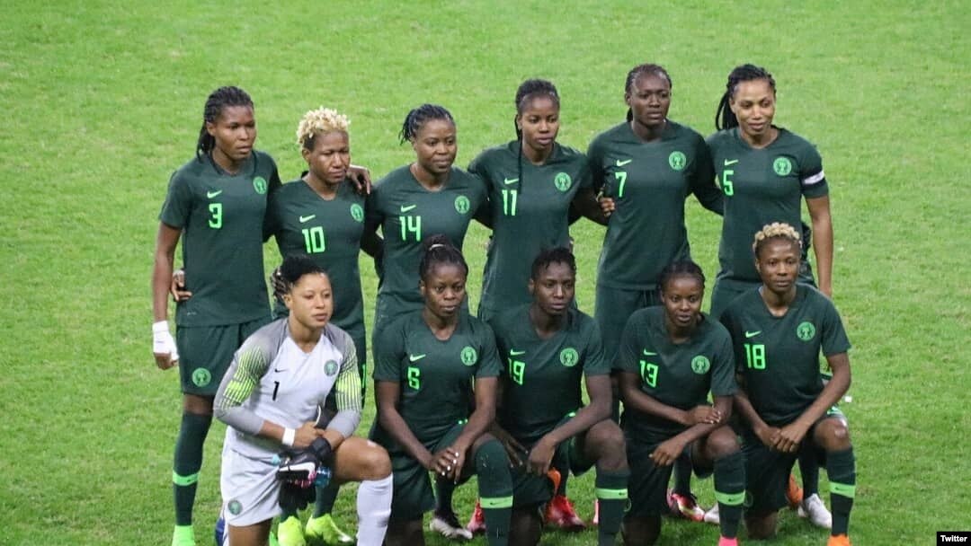 'Yan wasan Super Falcons na Najeriya.