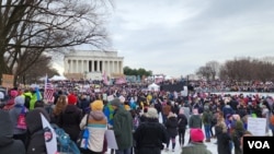 People's March atau Pawai Rakyat di Lincoln Memorial hari Sabtu, 18 Januari 2025. (foto: VOA Indonesia)