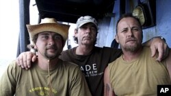 Activists from Forest Rescue - Geoffrey Owen Tuxworth, 47, Simon Peterffy, 44, and Glen Pendlebury, 27- aboard the Sea Shepherd Conservation Society's vessel, the Steve Irwin, in Freemantle, Australia (File).