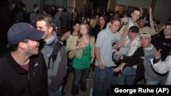 University of Connecticut students are shown drinking alcohol at a party at the privately owned Celeron Square Apartment complex just off the Storrs, Connecticut, University of Connecticut campus Friday evening April 20, 2007 celebrating the yearly Spring