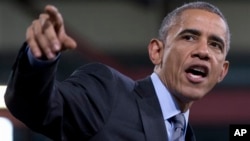 El presidente Obama durante su discurso en Las Vegas.