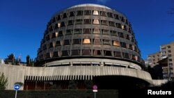 FILE - The Spanish Constitutional Court building is seen in Madrid, Spain.