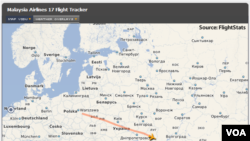 Sebagian rute penerbangan MH17 dari Amsterdam