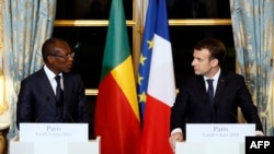 Emmanuel Macron et Patrice Talon à l'Elysée, Paris, le 5 mars 2018