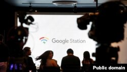 Journalists wait at a news conference, for the launch of Google Station, a network of free WI-FI hotspots across the country, beginning in Mexico City, March 13, 2018.