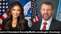 کریستی نوم، وزیر امنیت داخلی ایالات متحده و مارک‌وین مولین، سناتور جمهوریخواه از ایالت اوکلاهوما