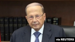 Presiden Lebanon Michel Aoun di istana Baabda. (Foto: dok). 