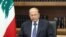 Lebanon's President Michel Aoun addresses the nation at the Baabda palace, Oct. 24, 2019.