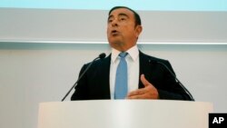 Renault Group CEO Carlos Ghosn speaks during a media conference at La Defense business district, outside Paris, France, Oct. 6, 2017.