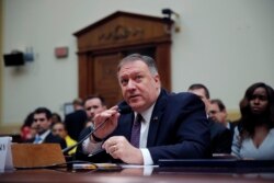 Secretary of State Mike Pompeo testifies during a House Foreign Affairs Committee hearing on Capitol Hill in Washington, Feb. 28, 2020, about the Trump administration's policies on Iran, Iraq and the use of force.