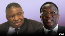 Zimbabwe Vice President Phelekezela Mphoko (L) and former Vice President Emmerson Mnangagwa (R). (Collage by Ntungamili NKomo)