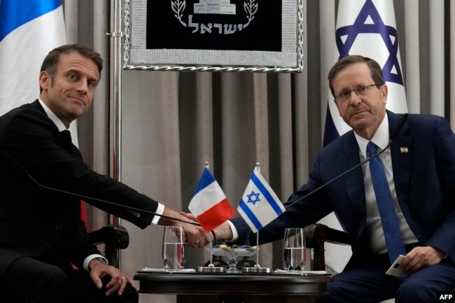 Macron, Kudüs'te Fransa Cumhurbaşkanı Herzog ile biraraya geldi - 24 Ekim 2023
