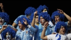 Des fans de l'Uruguay avant un match de la Copa America contre l'Argentine, Buenos Aires, 24 juillet 2014.