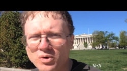 An opponent of same-sex marriage speaks outside the U.S. Supreme Court