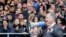 Ukrainian President Petro Poroshenko speaks to a crowd ahead of the presidential elections on upcoming April 21, at the Olympic stadium in Kyiv, April 14, 2019.