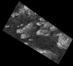 Radar image of sand dunes in the Shangri-La region of Titan, where Dragonfly will land. (Image credit: NASA)