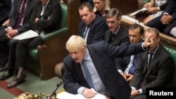 Boris Džonson u Donjem domu parlamenta u Londonu, 4. septembra 2019. 