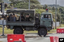 French gendarmes patrol the streets in Noumea, New Caledonia, May, 16, 2024.
