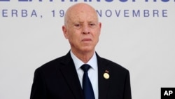 FILE—Tunisian President Kais Saied receives participants during the opening ceremony of the 18th Francophone Summit, in Djerba, Tunisia, on November 19, 2022.