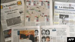 지난달 29일 이탈리아 신문들이 프랑스 정부가 이탈리아 검찰 요청에 따라 프랑스에 숨어있던 '붉은 여단' 소속 이탈리아인 7명을 테러 혐의로 체포했다는 소식을 다루고 있다.