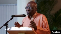 Mantan Wakil Presiden FIFA Jack Warner berpidato di Chaguanas, Trinidad, 29 Mei 2015. 