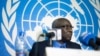 FILE - Adama Dieng, the U.N. Secretary-General's Special Adviser for the Prevention of Genocide, speaks at a press conference in Bangui, Central African Republic, Oct. 11, 2017. Dieng stresses the need to educate South Sudanese citizens on the mandate of the 12,000-member UNMISS force deployed in their country.