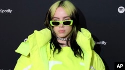 Billie Eilish à la Spotify Best New Artist Party, 23 janvier 2020, West Hollywood. La star de 18 ans est en lice dans la catégorie meilleure artiste internationale solo aux Brit Awards. (Photo by Willy Sanjuan/Invision/AP)