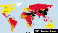 اریتریا، شمالي کوریا، ترکمنستان او چین هغه هېوادونه دي چې د مطبوعاتو ازادي په کې تر ټولو ټيټه کچه کې ده.