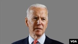 Joe Biden, as Democratic presidential candidate, Wilmington, Delaware, graphic element on gray