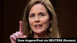 USA, Washington, U.S. Supreme Court nominee Judge Amy Coney Barrett participates in the second day of her confirmation hearing 