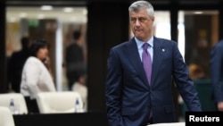 Kosovo's President Hashim Thaci during a round table meeting at the EU-Western Balkans Summit in Sofia, Bulgaria, May 17, 2018. 